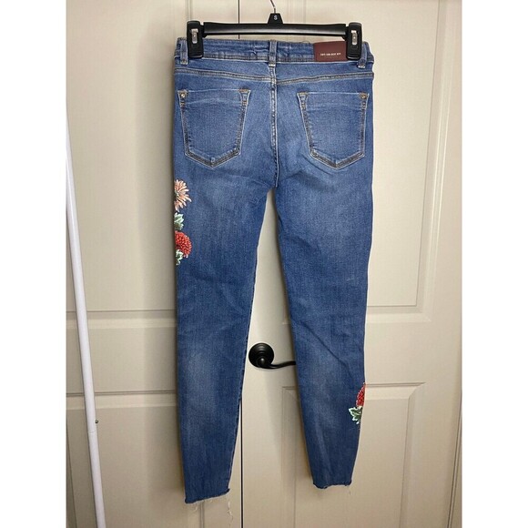 Zara floral distressed raw hem skinny jeans - Picture 2 of 8